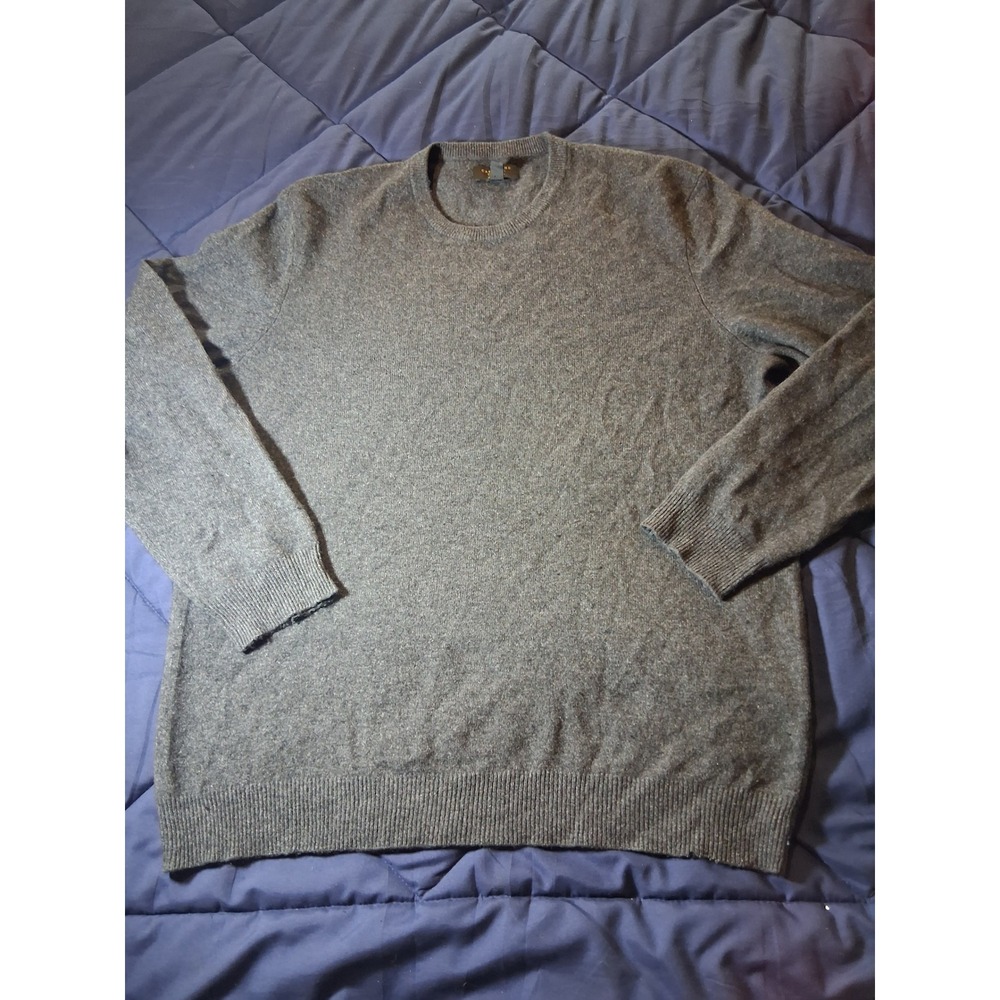 Club Room Luxury Mens Cashmere Sweater Charcoal Grey Crew Neck XL Soft Knit